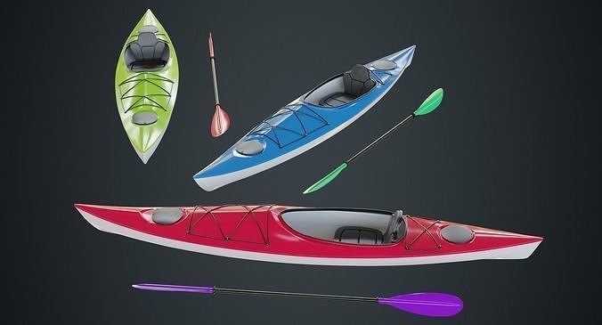 Kayak 2A Low-poly 3D model