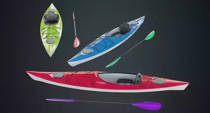 Kayak 2A Low-poly 3D model