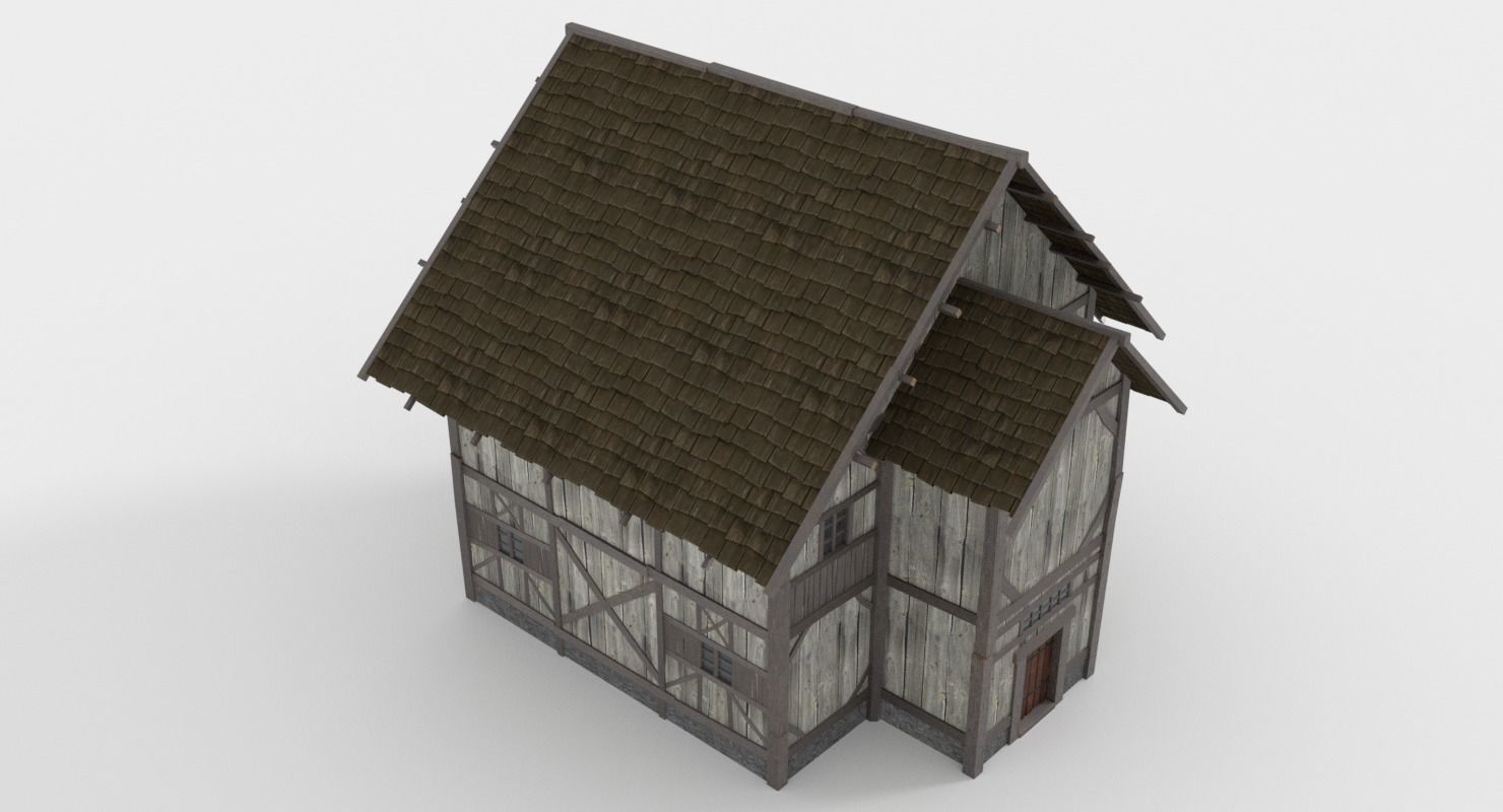 Wooden House Low-poly 3D model_3