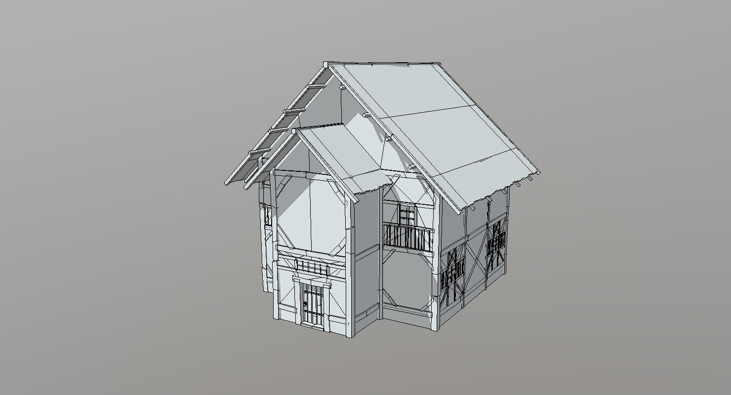 Wooden House Low-poly 3D model_5