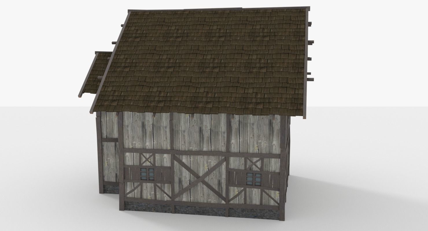 Wooden House Low-poly 3D model_1