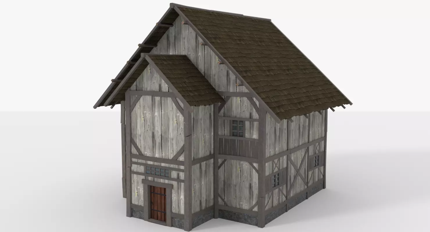 Wooden House Low-poly 3D model_0