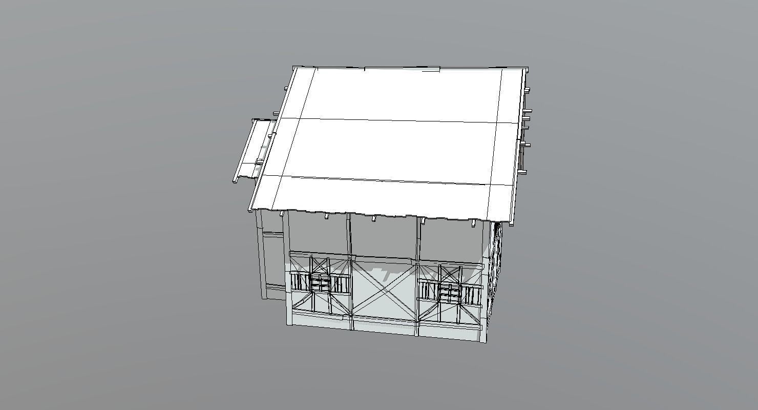 Wooden House Low-poly 3D model_7