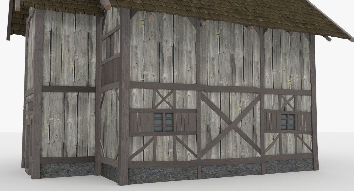 Wooden House Low-poly 3D model_4