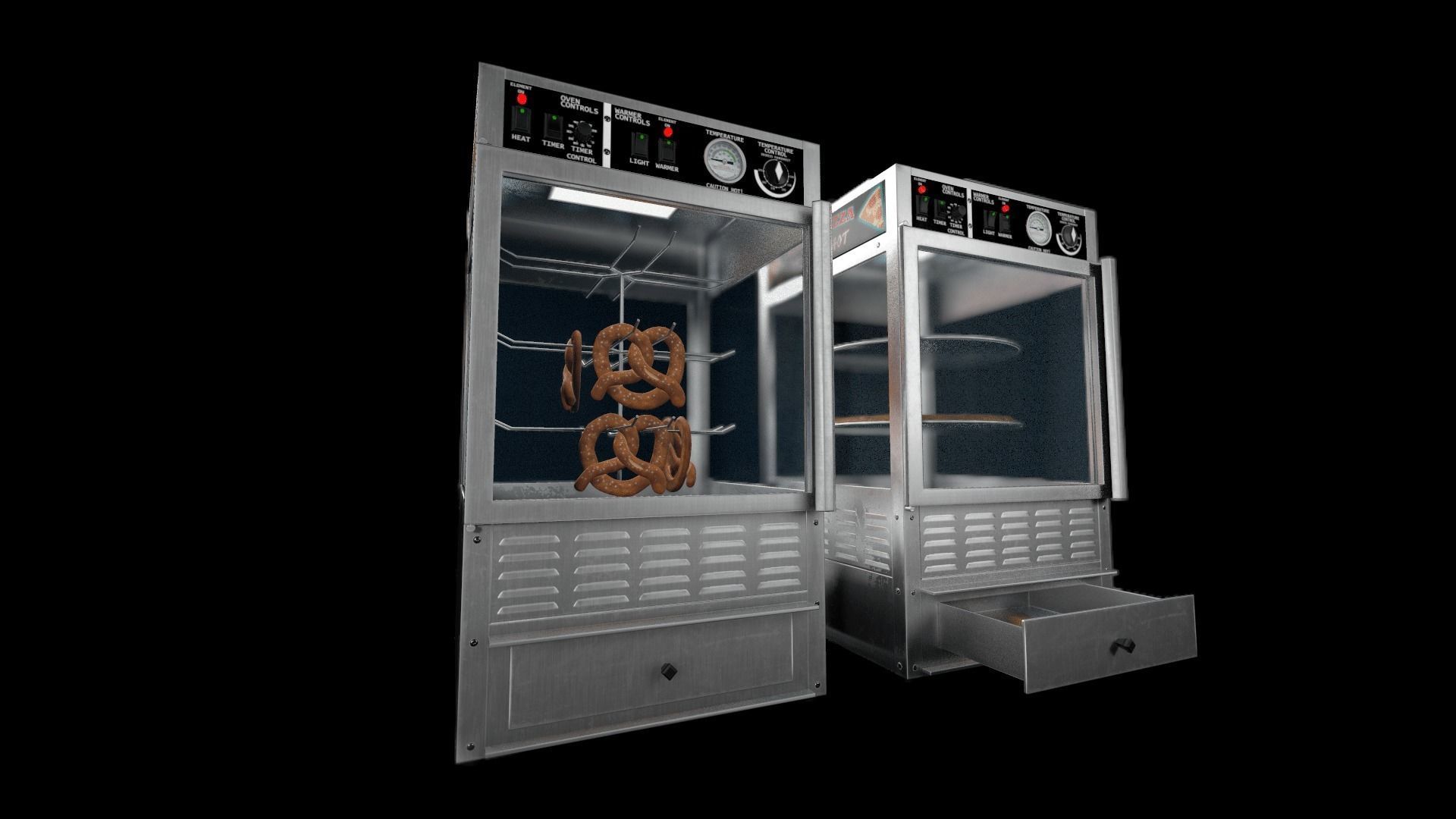 Pretzel and Pizza Warmer Ovens Low-poly 3D model_8