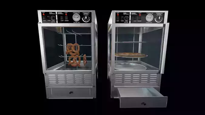 Pretzel and Pizza Warmer Ovens Low-poly 3D model