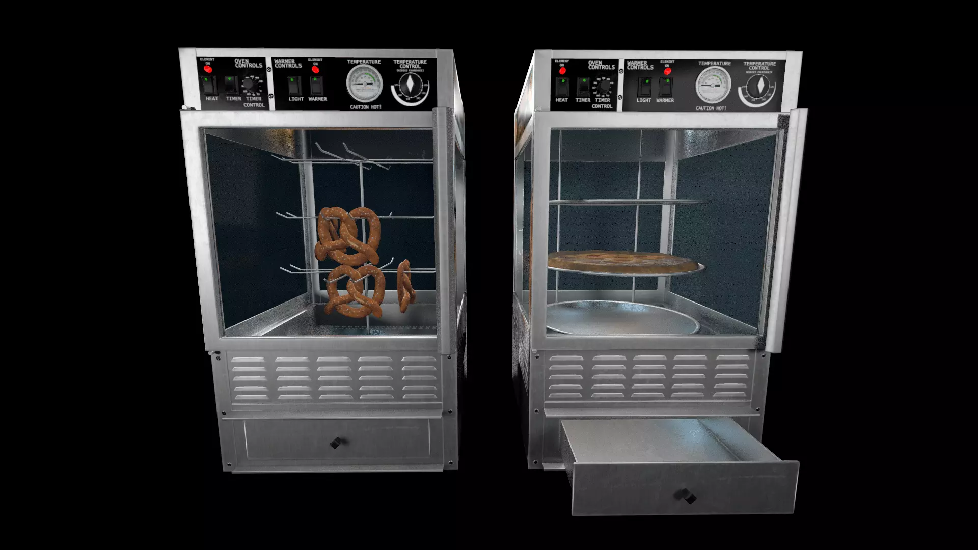Pretzel and Pizza Warmer Ovens Low-poly 3D model_0