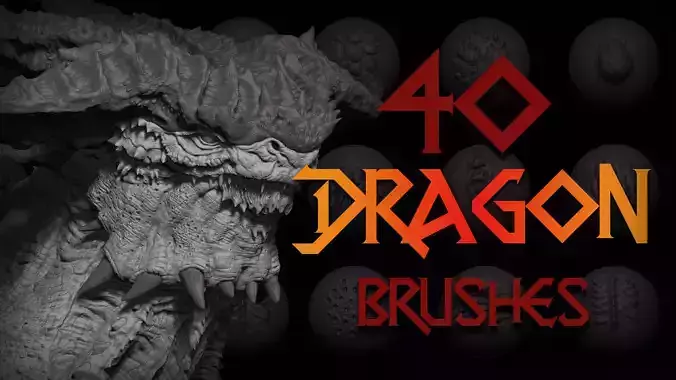 Zbrush and Blender - 40 Dragon VDM Brush 3D model