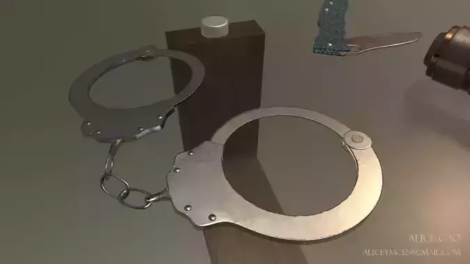 Handcuffs and knife