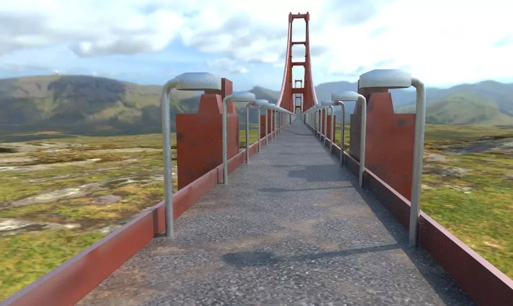 Golden Gate Bridge Low-poly 3D model_0