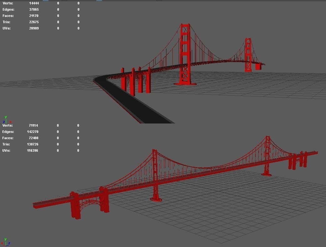 Golden Gate Bridge Low-poly 3D model_6