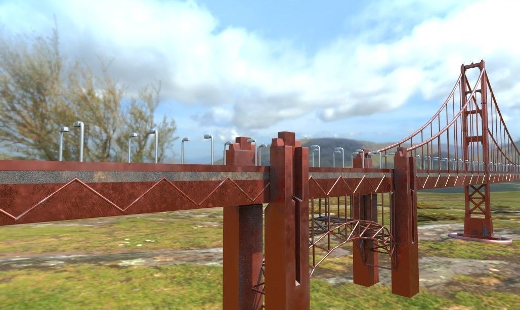 Golden Gate Bridge Low-poly 3D model_1