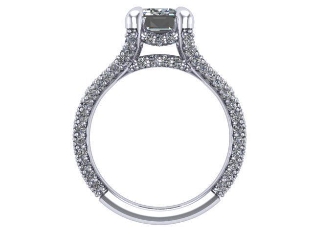 Emerald pave ring 3D print model_2