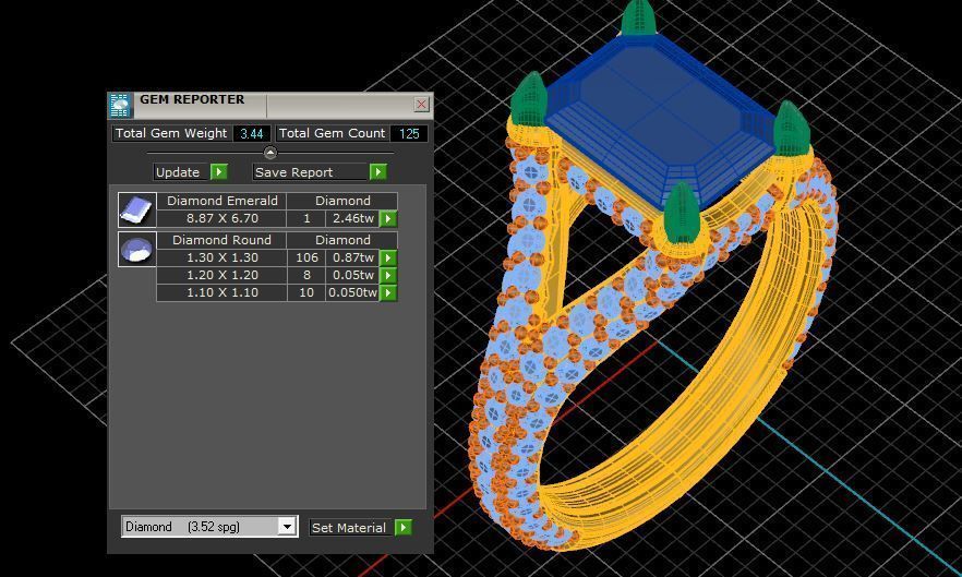 Emerald pave ring 3D print model_3
