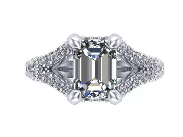 Emerald pave ring 3D print model_0