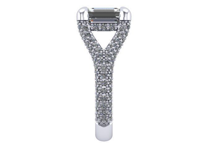 Emerald pave ring 3D print model_1