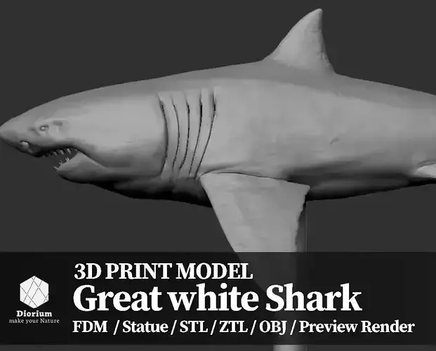 Great white Shark  - 3D Print Model 3D print model