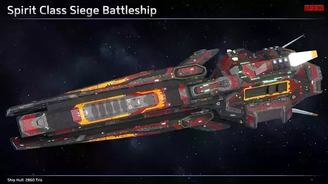 Spaceship Siege Battleship Spirit Low-poly 3D model