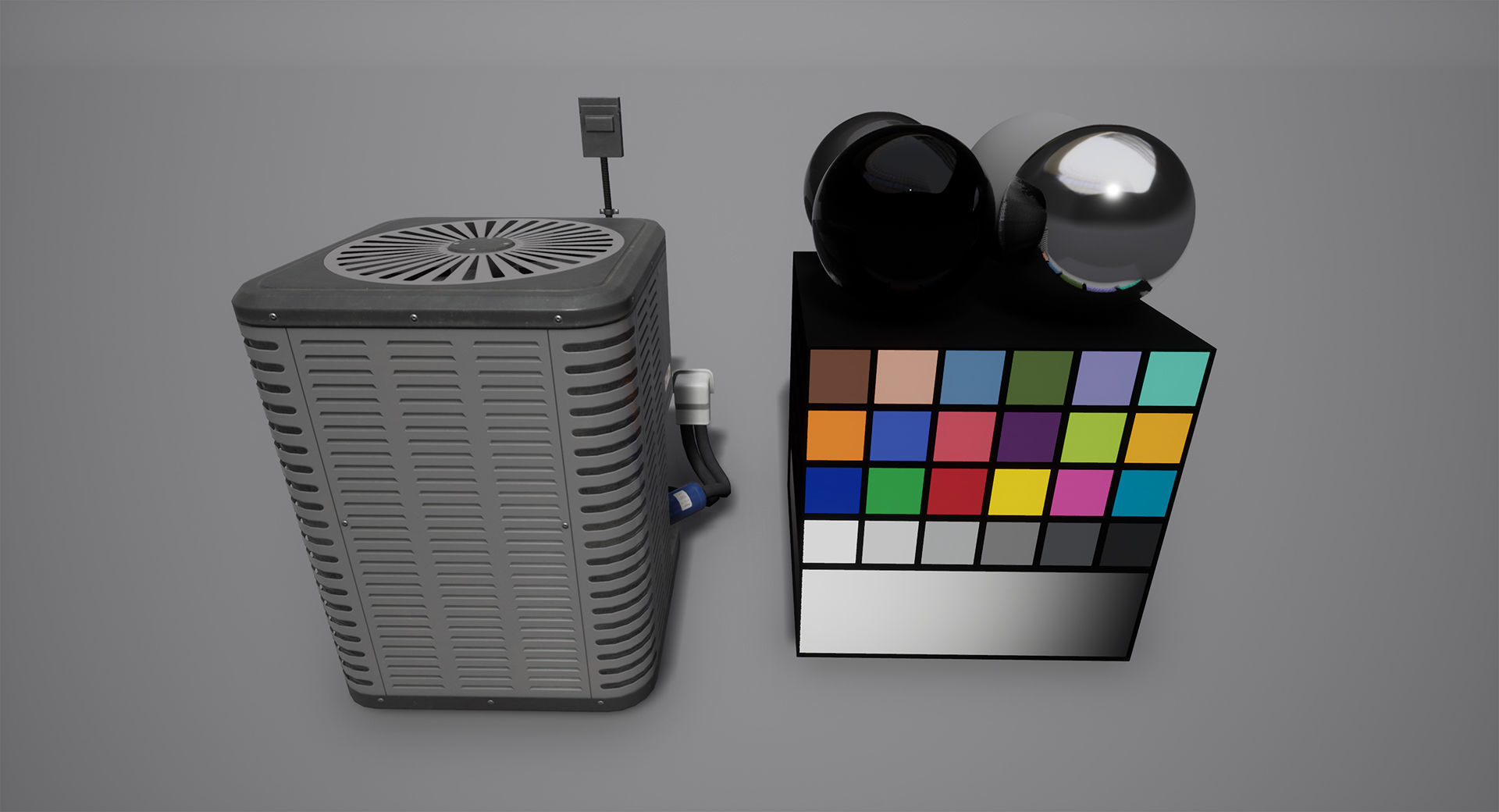 Air conditioning condenser unit Low-poly 3D model_4
