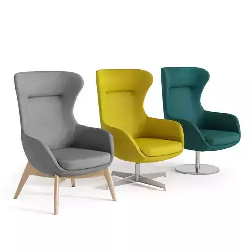 Elegance lounge chair with wooden legs