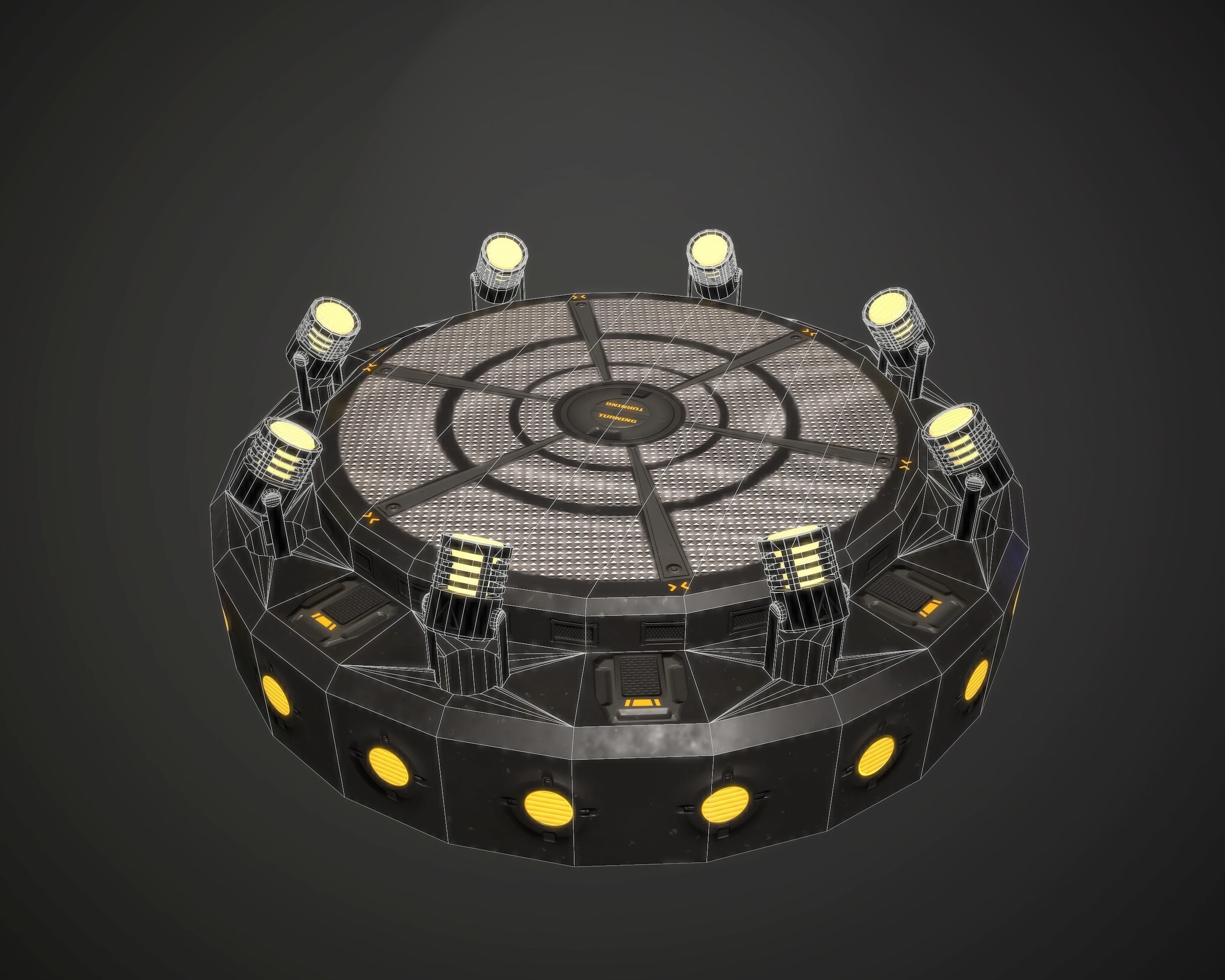 Turntable spot Base with animation Low-poly 3D model_5