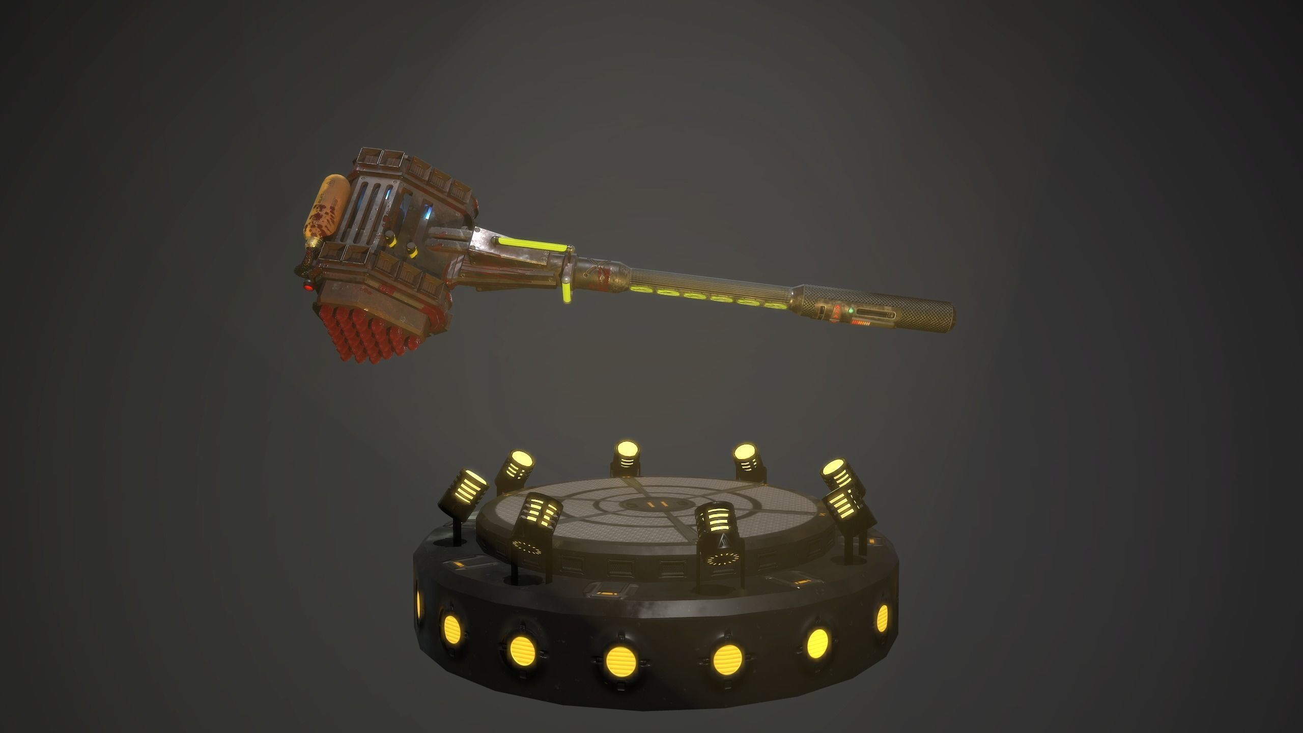 Rocket hammer Low-poly 3D model_4