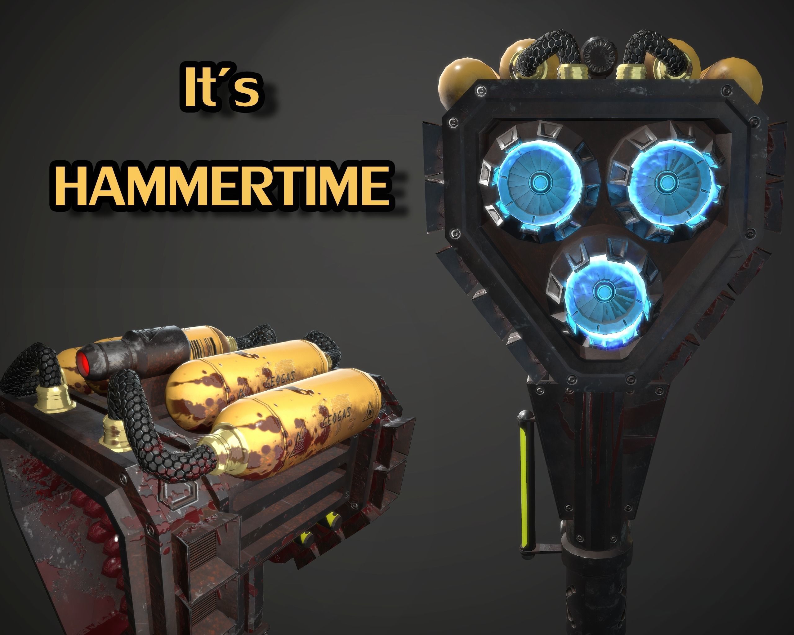 Rocket hammer Low-poly 3D model_2