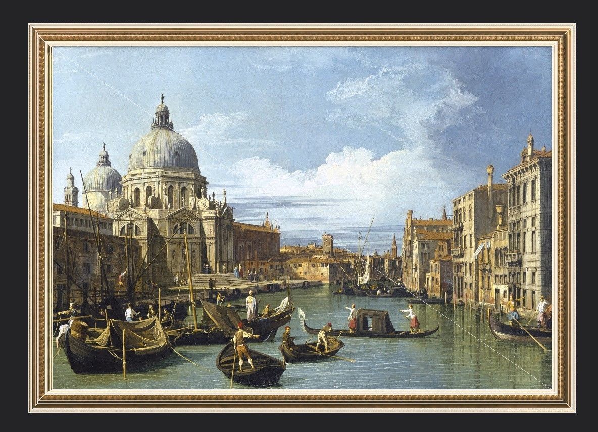 Gold Frame with Stretcher and Oil Painting Low-poly 3D model_6