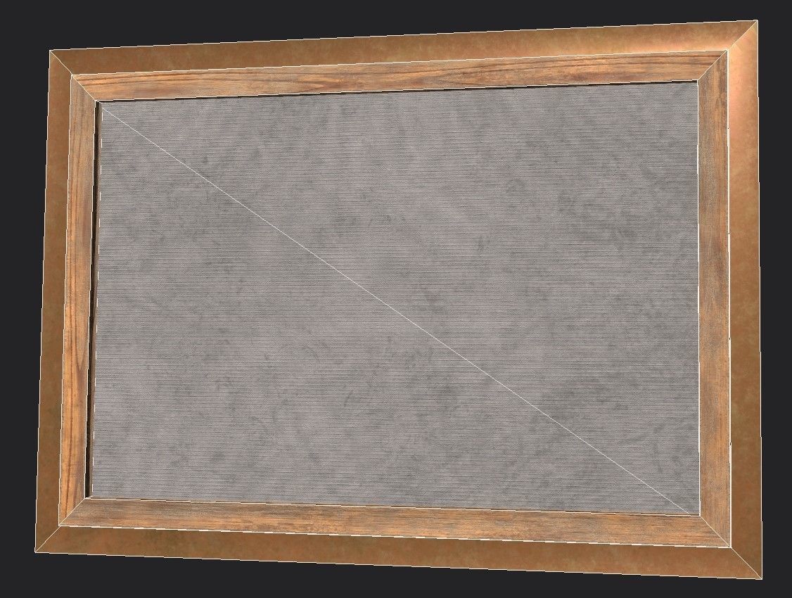 Gold Frame with Stretcher and Oil Painting Low-poly 3D model_7