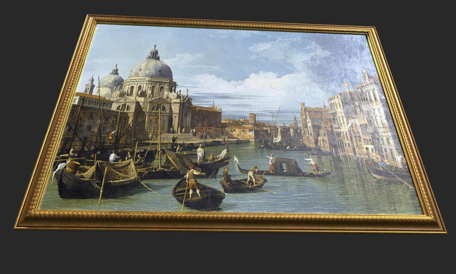 Gold Frame with Stretcher and Oil Painting Low-poly 3D model_5