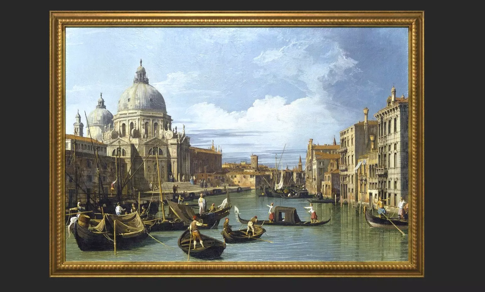 Gold Frame with Stretcher and Oil Painting Low-poly 3D model_0