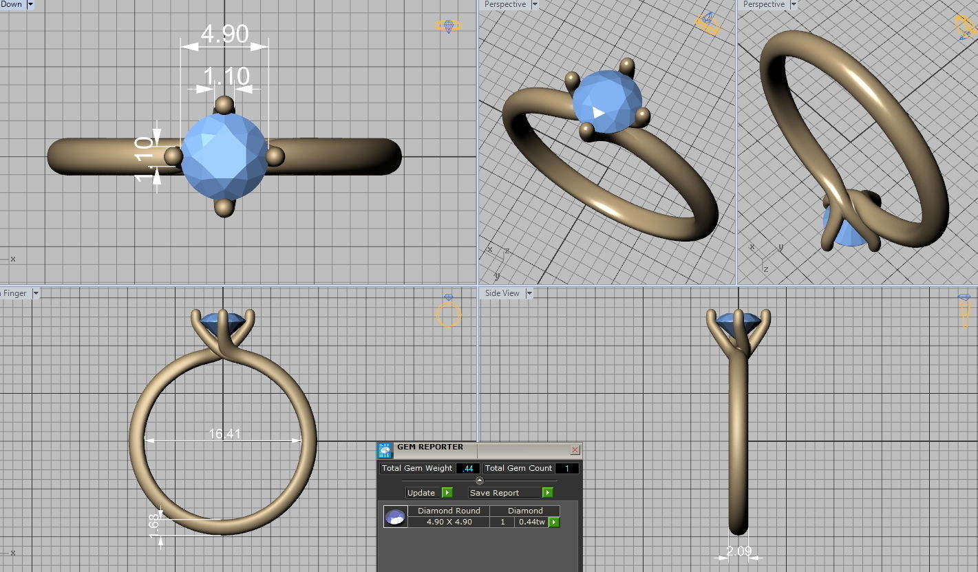 Four-Claw Compass Point Twist Solitaire ring v2 3dmodel 3D print model_3