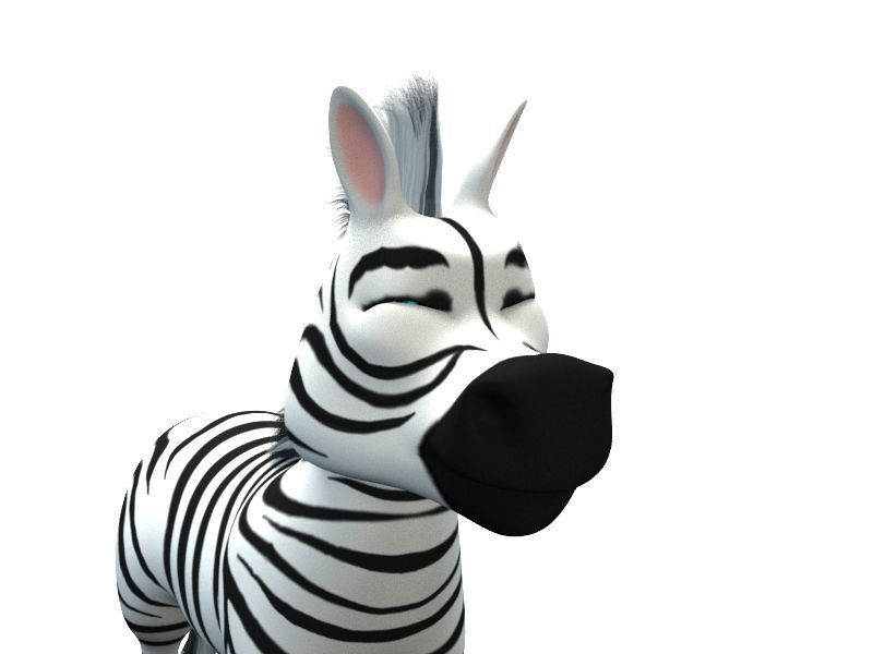 Cartoon Zebra Low-poly 3D model_4