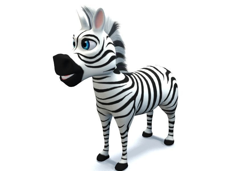 Cartoon Zebra Low-poly 3D model_7