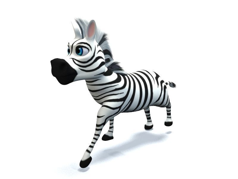 Cartoon Zebra Low-poly 3D model_6