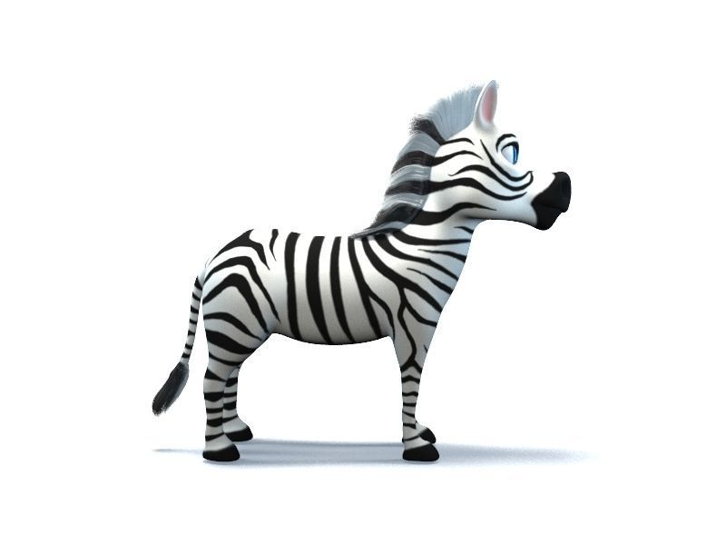 Cartoon Zebra Low-poly 3D model_8