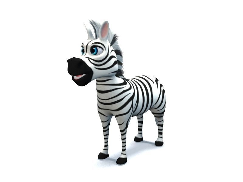 Cartoon Zebra Low-poly 3D model_2