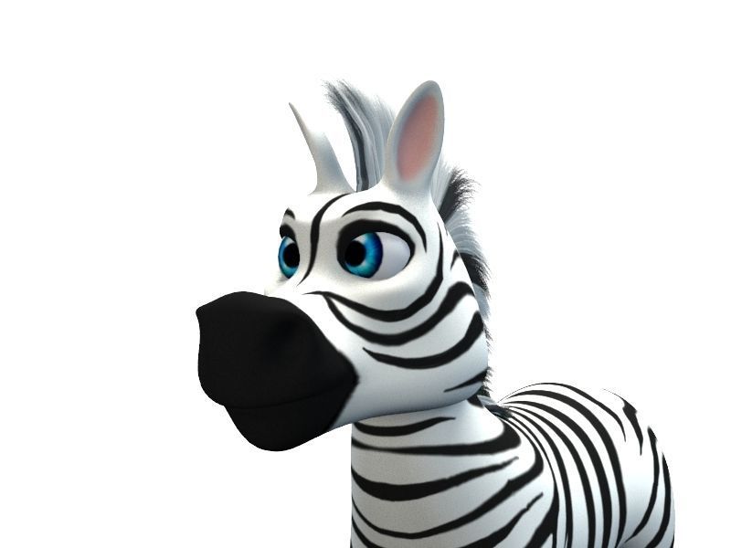 Cartoon Zebra Low-poly 3D model_3