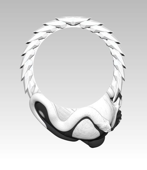 Snake Ring with Skull 3D print model_4