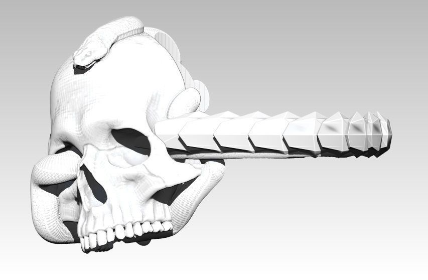 Snake Ring with Skull 3D print model_3