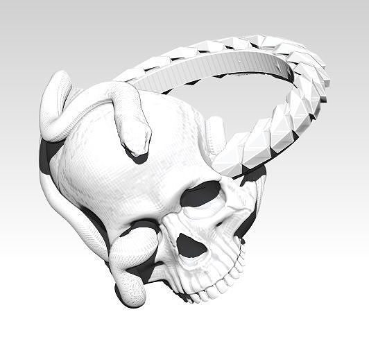 Snake Ring with Skull 3D print model