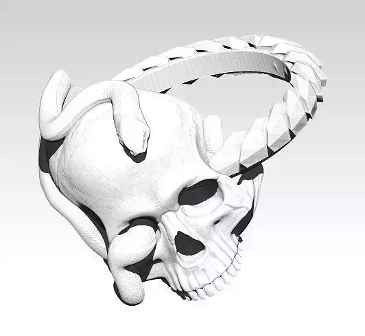 Snake Ring with Skull 3D print model