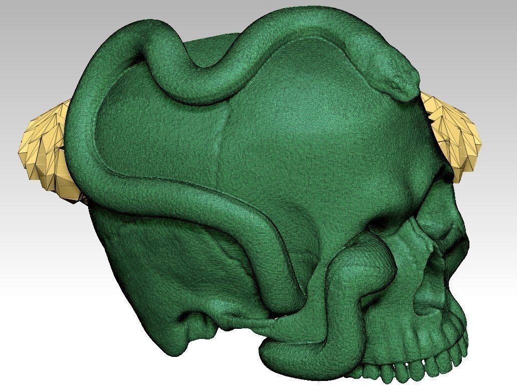 Snake Ring with Skull 3D print model_5