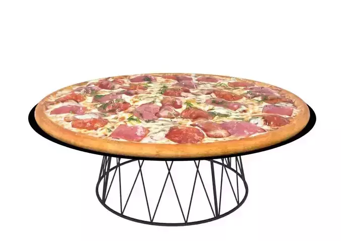 Pizza 1 table on wire frame 3D model