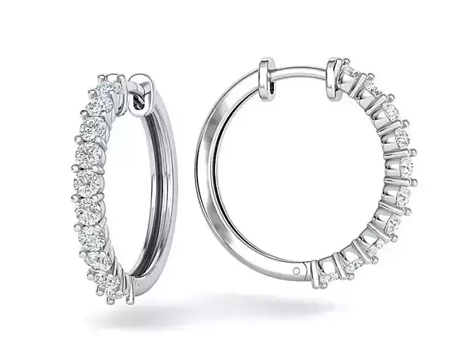 Sparkling diamond Hoop earrings 20mm size 3dmodel 3D print model