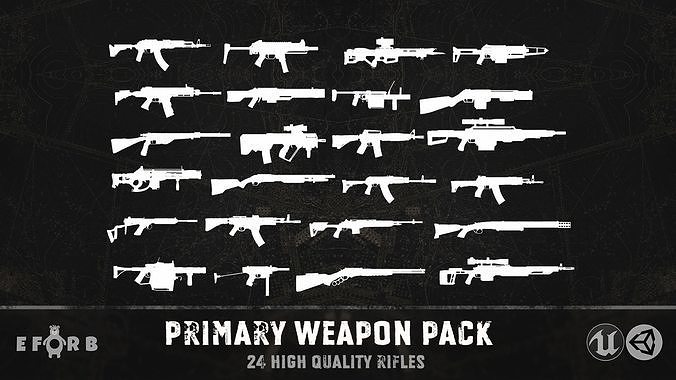 Primary weapon pack Low-poly 3D model