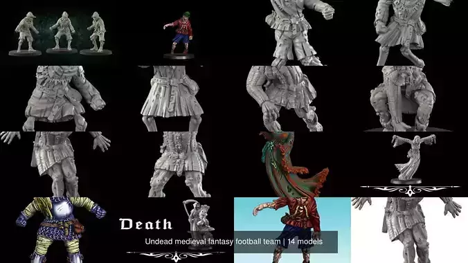 Undead medieval fantasy football team 3D Model Collection