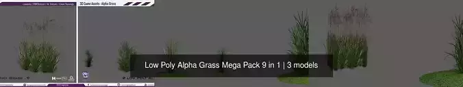 Low Poly Alpha Grass Mega Pack 9 in 1