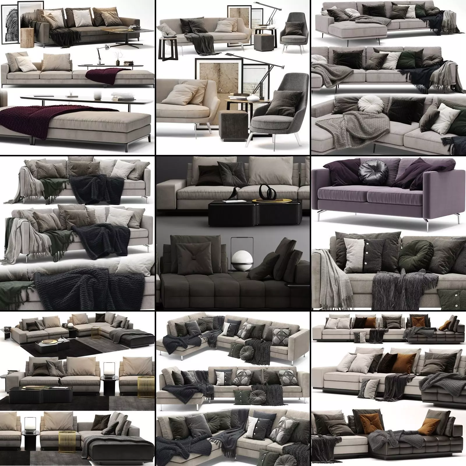 Sofa Collection 02 - 10 Items 3D model_0