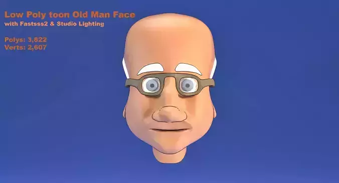 Low Poly Toon Old Man Face